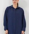Çizgili Uzun Gömlek Tunik 5963 - Lacivert