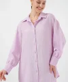 Çizgili Uzun Gömlek Tunik 5963 - Lila