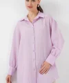 Çizgili Uzun Gömlek Tunik 5963 - Lila