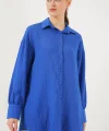 Çizgili Uzun Gömlek Tunik 5963 - Saks