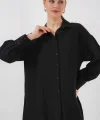 Çizgili Uzun Gömlek Tunik 5963 - Siyah