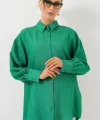 Çizgili Uzun Gömlek Tunik 5963 - Yeşil