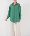 Çizgili Uzun Gömlek Tunik 5963 - Zümrüt Yeşili