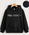Çocuk Unisex Kapüşonlu Baskılı Sweatshirt - Siyah