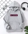 Çocuk Unisex Kapüşonlu Blackpink Baskılı Pamuklu Sweatshirt - Gri