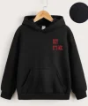 Çocuk Unisex Kapüşonlu Hey Its Me Baskılı Sweatshirt - Siyah