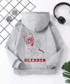 Çocuk Unisex Kapüşonlu Ön ve Arka Blessed Baskılı Pamuklu Sweatshirt - Gri