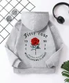 Çocuk Unisex Kapüşonlu Ön ve Arka Fiery Rose Baskılı Sweatshirt - Gri