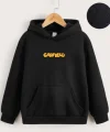 Çocuk Unisex Kapüşonlu Ön ve Arka Garfield Baskılı Sweatshirt - Siyah