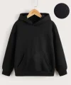 Çocuk Unisex Kapüşonlu Özel Tasarım Basic Sweatshirt - Siyah