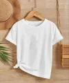 Çocuk Unisex Kapüşonlu Özel Tasarım Basic Tshirt - Beyaz