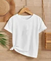 Çocuk Unisex Kapüşonlu Özel Tasarım Basic Tshirt - Beyaz