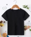 Çocuk Unisex Kapüşonlu Özel Tasarım Basic Tshirt - Siyah