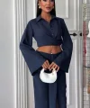 Crop Gömlekli Ve Eteği Büzgülü Tasarım Takım 10195