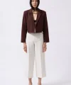 Crop Keten Blazer Ceket