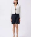 Crop Keten Blazer Ceket