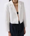 Crop Keten Blazer Ceket