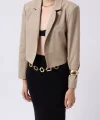 Crop Keten Blazer Ceket