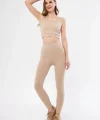 Crop Tayt İkili por Takımı  Bej