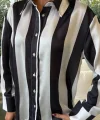 Çubuk Çizgili Şifon Saten Gömlek 3428