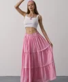 Dantel Detaylı Etek - Pembe
