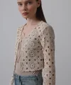 Dantelli Önü Bağlamalı Bluz - Natür