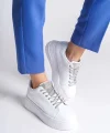 DELLA Bağcıklı Ortopedik Taban Taşlı Kadın Sneaker Spor Ayakkabı CBT - Beyaz
