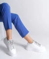 DELLA Bağcıklı Ortopedik Taban Taşlı Kadın Sneaker Spor Ayakkabı CBT - Beyaz