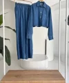 Denim Gömlek Plazzo Pantolon Takım 10163-08