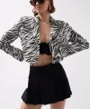 Desenli Crop Ceket