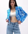 Desenli Crop Ceket