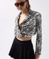 Desenli Crop Ceket