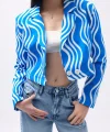 Desenli Crop Ceket