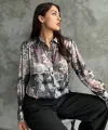 Desenli Dökümlü Saten Gömlek