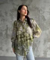 Desenli Dökümlü Saten Gömlek