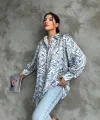 Desenli Dökümlü Saten Gömlek