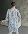 Desenli Dökümlü Saten Gömlek