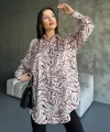 Desenli Dökümlü Saten Gömlek