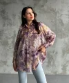 Desenli Dökümlü Saten Gömlek