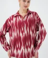 Desenli Oversize Gömlek 20301 - Kırmızı