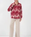 Desenli Oversize Gömlek 20301 - Kırmızı