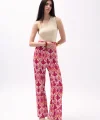 Desenli Saten Pantolon