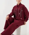 Desenli Tunik Pantolon İkili Takım 6720 - Bordo