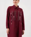 Desenli Tunik Pantolon İkili Takım 6720 - Bordo