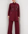 Desenli Tunik Pantolon İkili Takım 6720 - Bordo