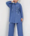 Desenli Tunik Pantolon İkili Takım 6720 - İndigo