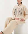Desenli Tunik Pantolon İkili Takım 6720 - Krem