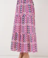 Desenli Uzun Etek 8053 - Fuşya