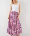 Desenli Uzun Etek 8053 - Fuşya