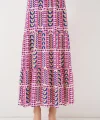 Desenli Uzun Etek 8053 - Fuşya